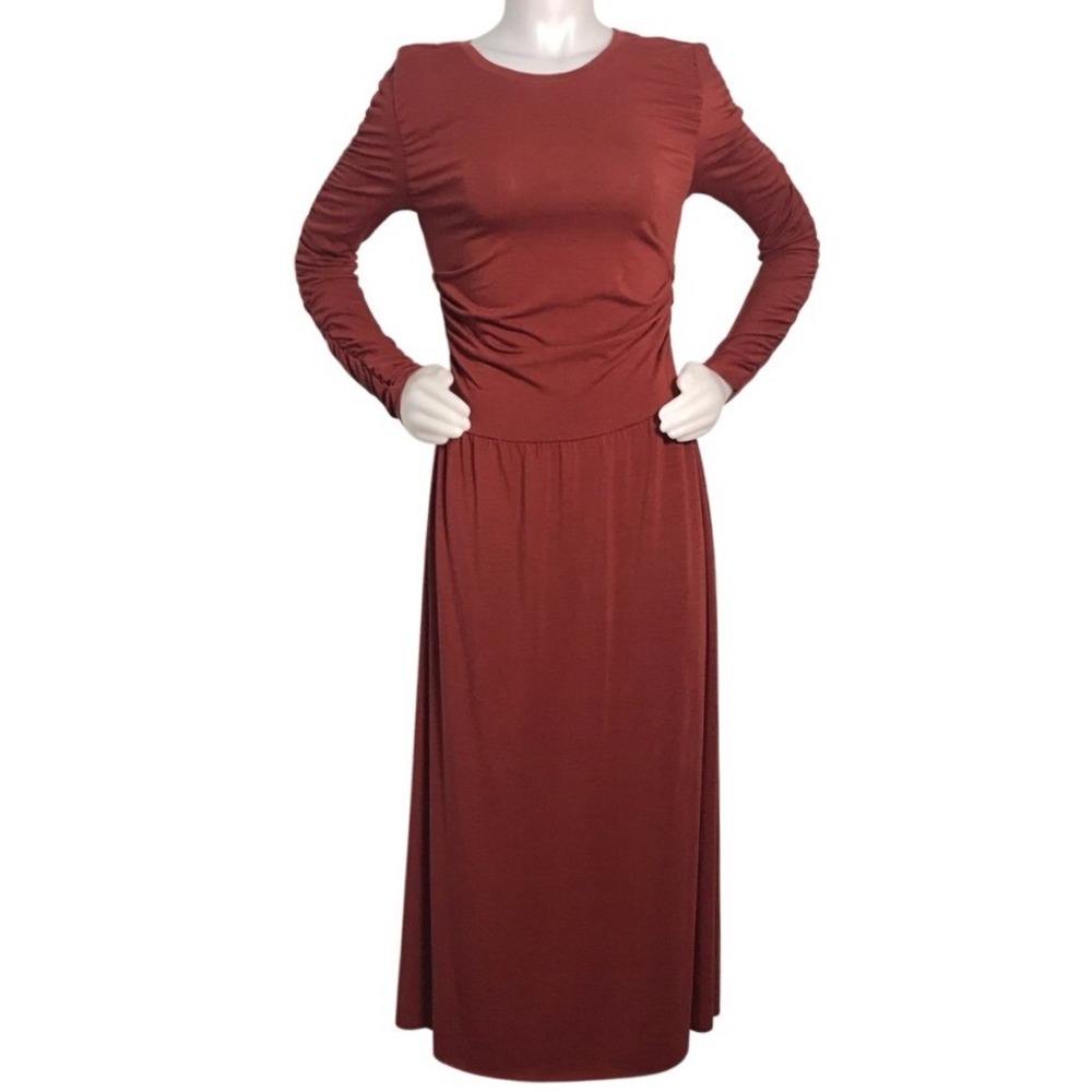 TREASURE & BOND‎ MAROON LONG SLEEVE MAXI DRESS